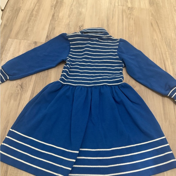 Vintage Sylvia Whyte blue Striped Kids Dress with Floral Accents - Picture 5 of 5